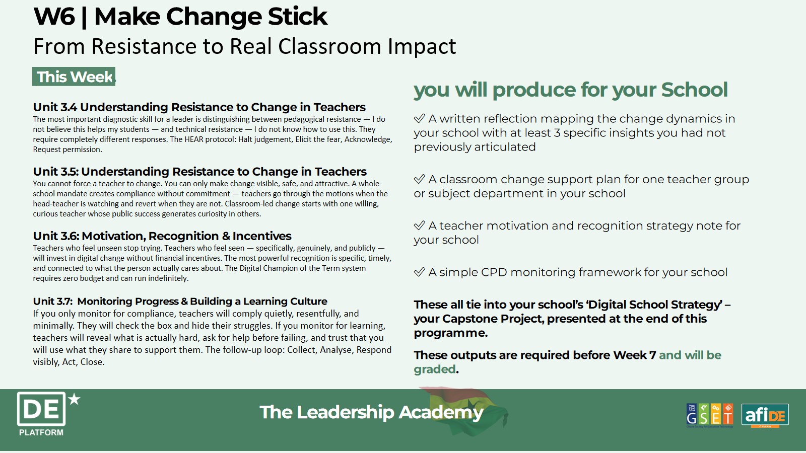 W6 Programme & Learning Flow