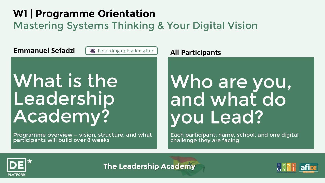 W1 Programme Orientation
