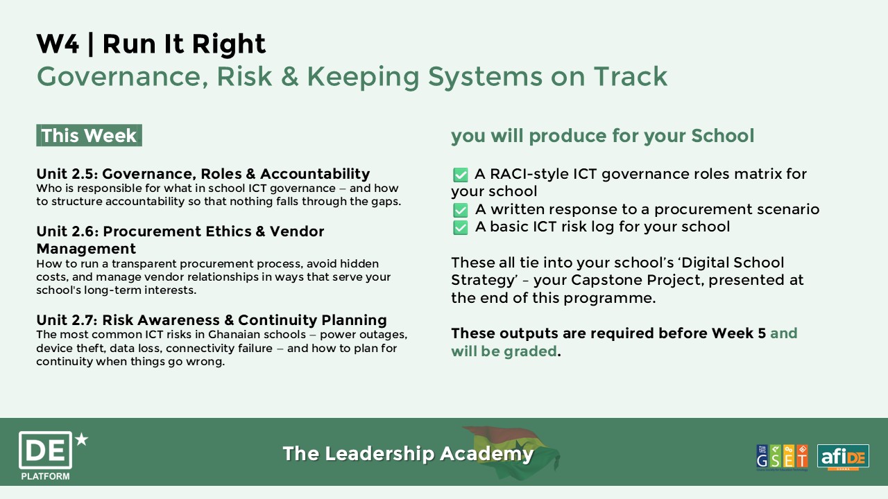 W4 Programme & Learning Flow